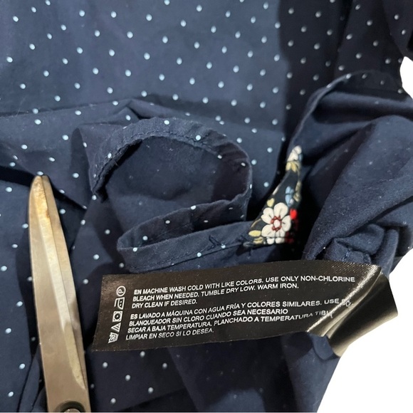 Denim & Flower Ricky Singh Navy & Periwinkle Dots Long Sleeve Button-Up Sz XL - Picture 7 of 16